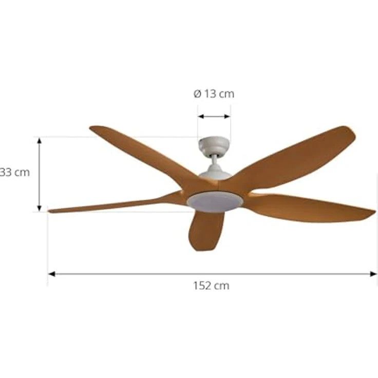 Lucande Omendo 10022120, LED Deckenventilator mit Dimmfunktion und Fernbedienung, 152 cm, weiß, 1-flammig, für Räume bis 15 m² – Bild 5