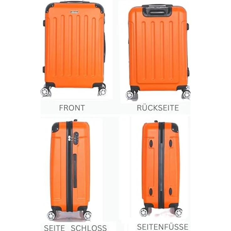 COFI 1453 Reisekoffer Kofferset 3 TLG Hartschale Trolley Set Orange – Bild 4