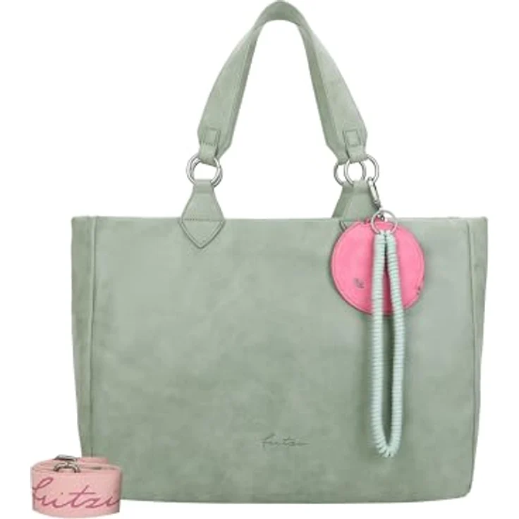 Fritzi aus Preußen Izzy Vintage Shopper Tasche, 42 cm, salbeigrün, 100% Polyurethan, 42 x 15 x 29 cm – Bild 1