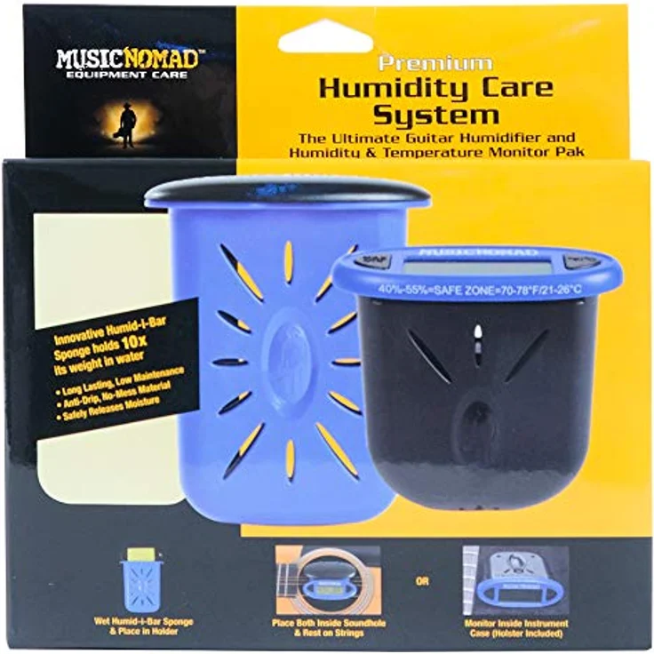 Music Nomad MN306 Premium Humidity Care System, Hygrometer und Luftbefeuchter für Akustik-Gitarren mit The Soundhole Humitar und The HumiReader, digitale Feuchtigkeits- und Temperaturüberwachung – Bild 1