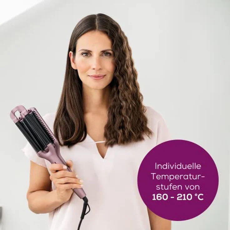 Beurer HT 65 Welleneisen, zum Stylen von 4 verschiedenen Wellenstyles, Temperaturstufen von 160-210°C für jeden Haartyp, Keramik-Keratin Beschichtung zum Schutz der Haare, Abschaltautomatik – Bild 3