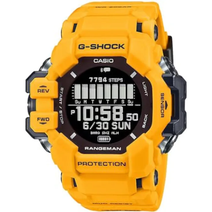 Casio G-Shock RANGEMAN GPR-H1000, Herren Digital Quarz Armbanduhr mit Bluetooth, Solarenergie, Herzfrequenzmesser, Gelb/Schwarz
