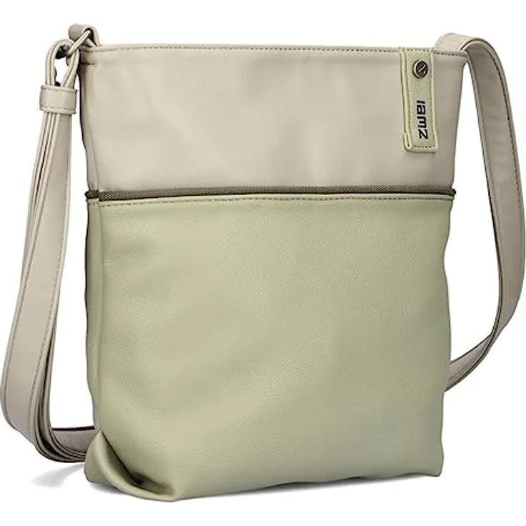 Zwei Beuteltasche Jana J10, geräumige Umhängetasche aus Kunstleder mit herausnehmbarem Etui, Grün, 29 x 8 x 27 cm – Bild 1