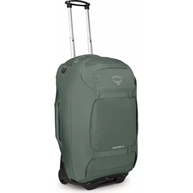 Osprey Sojourn 60, Trolley-Rucksack aus recyceltem Nylon, grün, (60 l) mit übergroßen Rollen und intelligenten Staufächern