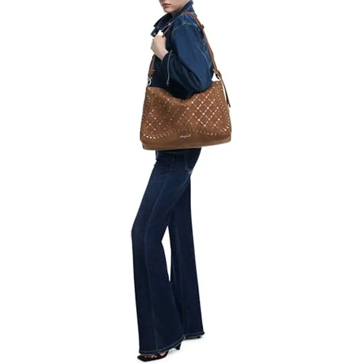 Desigual Yankee Leiria, Damen Handtasche aus hochwertigem Kunstleder, braun, mit geräumiger Innenaufteilung und originellem Design – Bild 3