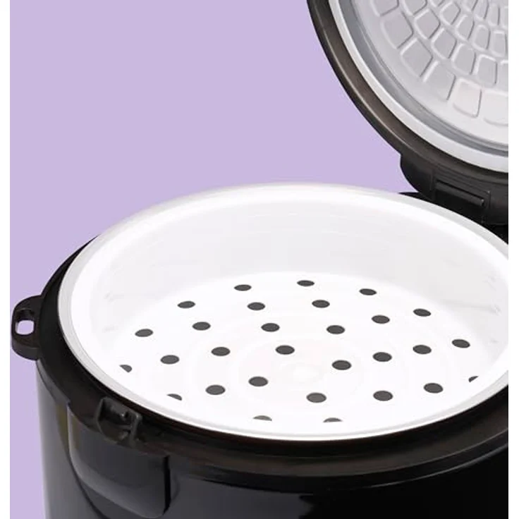 REISHUNGER Reiskocher & Dampfgarer mit Keramikbeschichtung, Schwarz, 1,8L - bis zu 10 Portionen - Schnelle Zubereitung ohne Anbrennen - Mit Warmhaltefunktion inkl. Dämpfeinsatz, Löffel & Messbecher – Bild 5