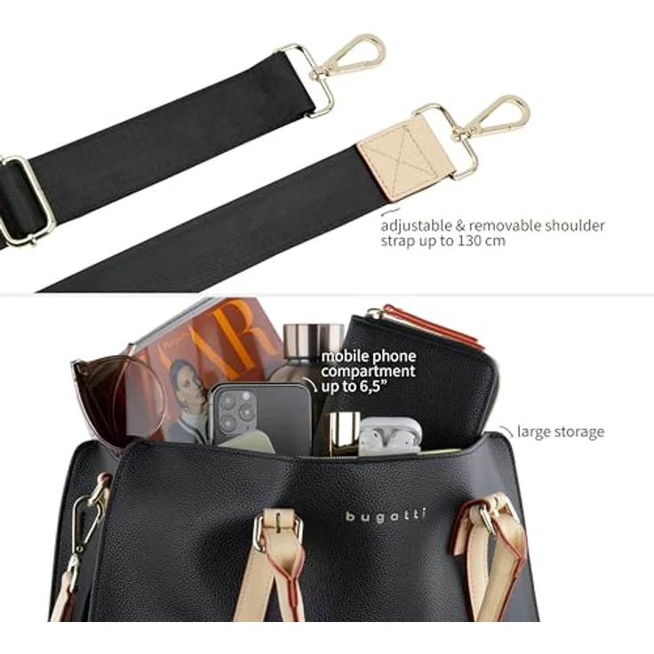 Bugatti Ella Top Handle L Shopper, handliche Henkeltasche aus hochwertigem Kunstleder, Nude – Bild 5