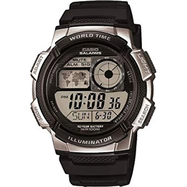 Casio AE-1000W-1A2VEF, Herren Quartz Armbanduhr mit 43 mm Gehäusegröße, LCD Digital Zifferblatt und schwarzem Rubber Strap Armband – Bild 1