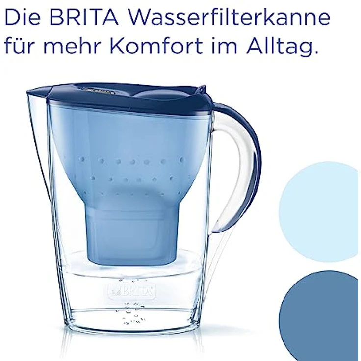 BRITA Wasserfilter-Kanne Marella blau (2,4l) inkl. 1x MAXTRA PRO All-in-1 Kartusche – Filter zur Reduzierung von Kalk, Chlor, Blei, Kupfer & geschmacksstörenden Stoffen im Wasser – Bild 2