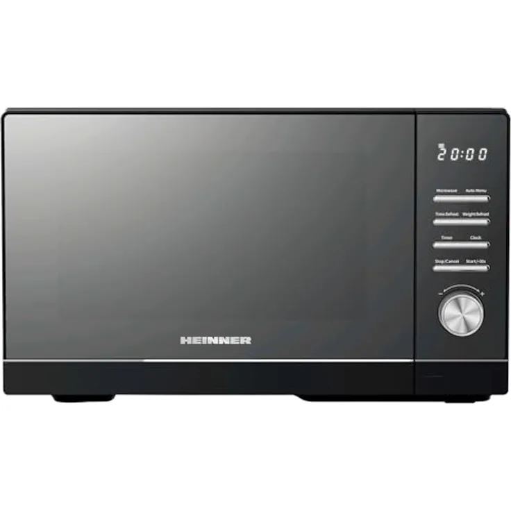 Heinner HMW-MD25DMRBK, Solo-Mikrowelle mit 25 l, 800 W, LED-Display, schwarzes Design