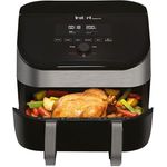 Instant VersaZone Heißluftfritteuse/XXL Single + Doppelkammer in 1-8.5L Digitaler Air Fryer Edelstahl, 8-in-1 Smart Programme - Frittieren, Backen, Braten, Grillen, Dörren, Aufwärmen