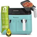 TurboTronic by Z-Line Heißluftfritteuse XXL Doppelkammer 2x 4,5 Liter, 1600W, digitaler Airfryer Fettfrei, Camping, Power, dual, 50°C - 200°C