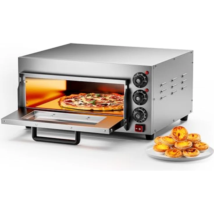 Wiltec Pizza-Backofen 2000W mit Cordierit Stein für authentische Steinofenpizza, Edelstahlfront, rutschfeste Füße – Bild 1