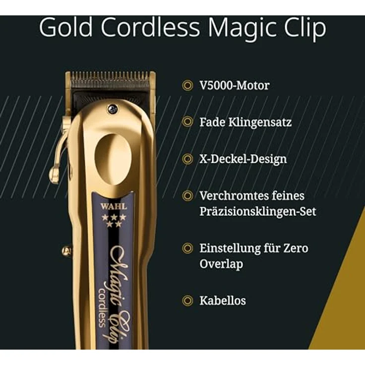 WAHL MAGIC CLIP CORDLESS GOLD Professioneller Haarschneider ohne Kabel - 8 Aufzüge im Lieferumfang enthalten - 0,5-1,2 mm – Bild 2