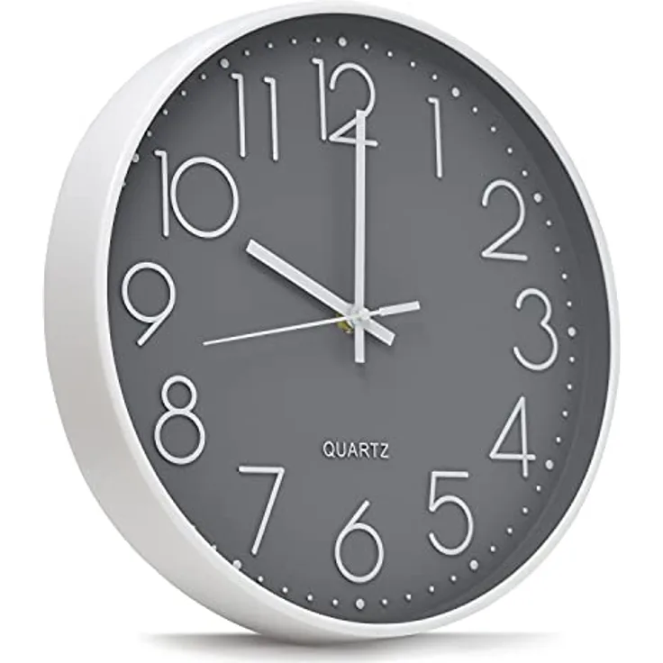 Joejis Schöne Wanduhr 30cm - Grau Ohne Tickgeräusche - Küchenuhr Schlafzimmer Salon Wand Uhr