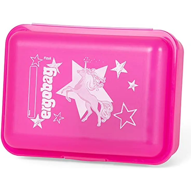 ergobag Brotdose mit Motiv und Trennfach BPA-frei Spülmaschinenfest Robust Kinderfreundlich Einhorn - Pink