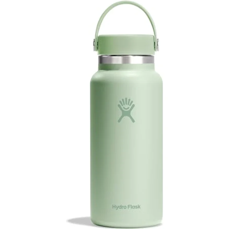 Hydro Flask Wide Mouth Trinkflasche 946ml (32 oz) Aloe - Isolierte Wasserflasche aus Edelstahl mit auslaufsicherem Flex Cap-Deckel & Gurt, spülmaschinenfest – Bild 1