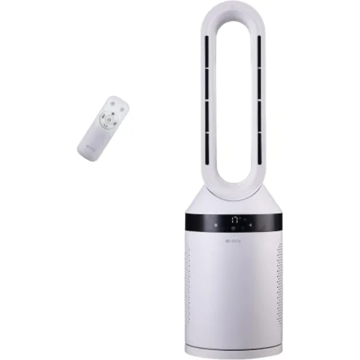 Be Cool BCAnton26 Säulen-Heizlüfter, 2000 Watt 2-in-1 Heizlüfter und Ventilator, weiß mit LED-Touch-Display und Fernbedienung