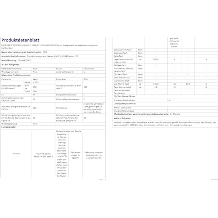 PKM SBS444EIXWD, Side by Side Kühl-Gefrierkombination, 439 L, 2-türig mit Wasserspender, Inox Design – Bild 3