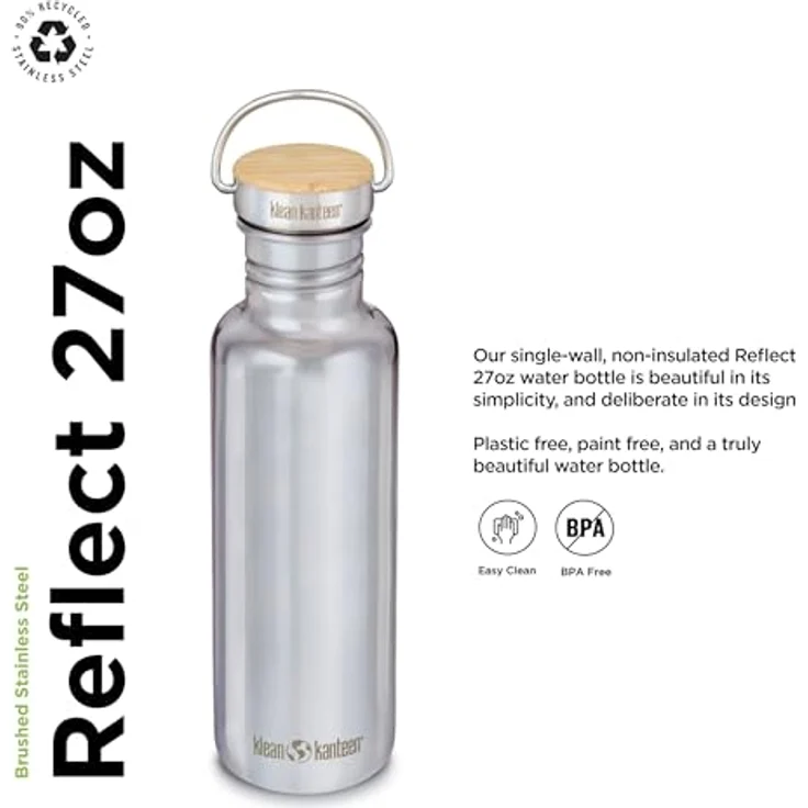 Klean Kanteen Reflect - 800ml Edelstahlflasche mit Bamboo Cap 2.0 – Bild 3