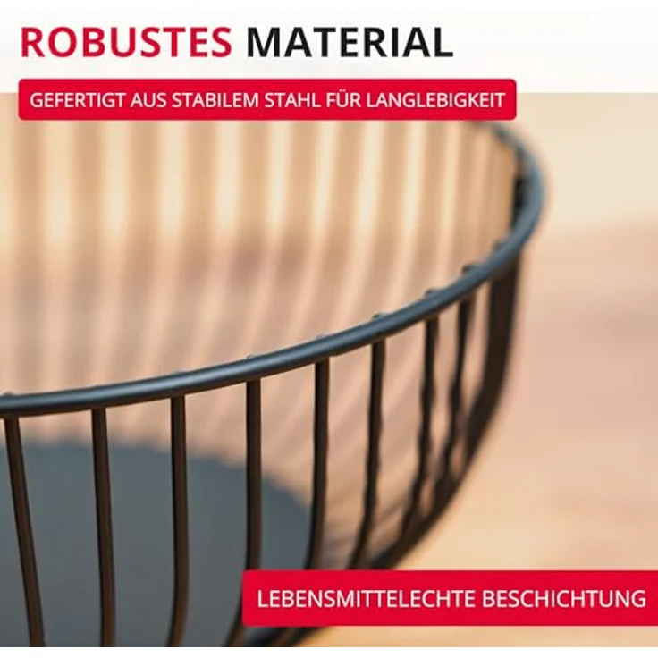 Westmark Drahtkorb Lumos Klein – Stilvolle Obstschale & Brotkorb aus Stahl, Schwarz, 20 cm, praktisch und pflegeleicht – Bild 4