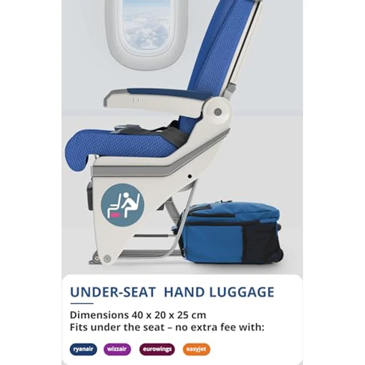 Hauptstadtkoffer Blnbag M7 Underseat-Trolley, wasserfest, Handgepäck-Koffer 40×20×25 cm, max. 20L, 2 Rollen, gepolstertes Laptopfach, Blau – Bild 3
