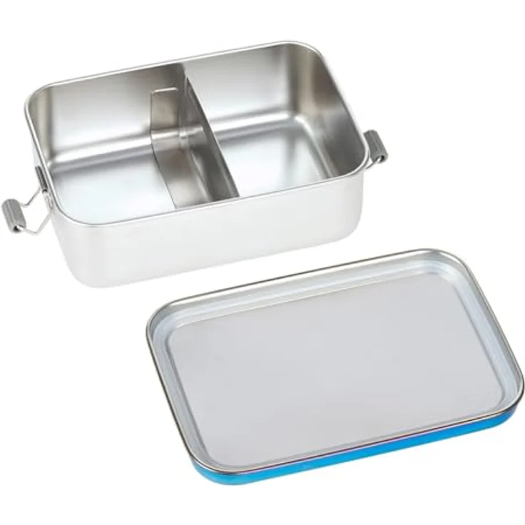 LÄSSIG Bold Lunchbox aus Edelstahl, spülmaschinenfest, blau/lila, 17 x 12,5 x 6 cm – Bild 2