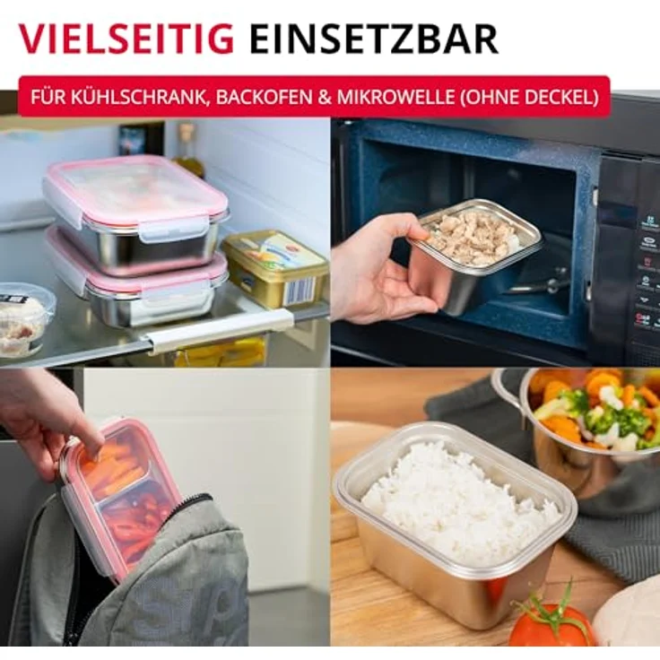 Westmark Edelstahl Lunchbox, Auslaufsichere Bento Box, Mikrowellen- & Ofenfest, BPA-frei, 1000 ml, Silber – Bild 4