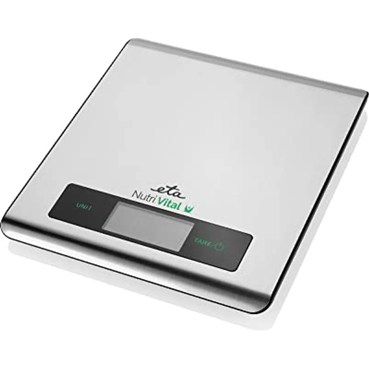 ETA Nutri Vital Elektronische Küchenwaage, 5 kg Tragkraft, 1 g Teilung, rechteckig, LCD-Display, silber – Bild 3