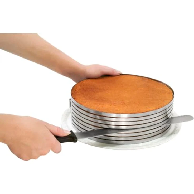 Zenker Tortenboden-Schneidhilfe Patisserie für Ø 26 und Ø 28 cm, Kuchen-Schneidhilfe für gleichmäßge Tortenböden, stabiler Edelstahlring (Farbe: Silber) - spülmaschinengeeignet, Menge: 1 Stück – Bild 3