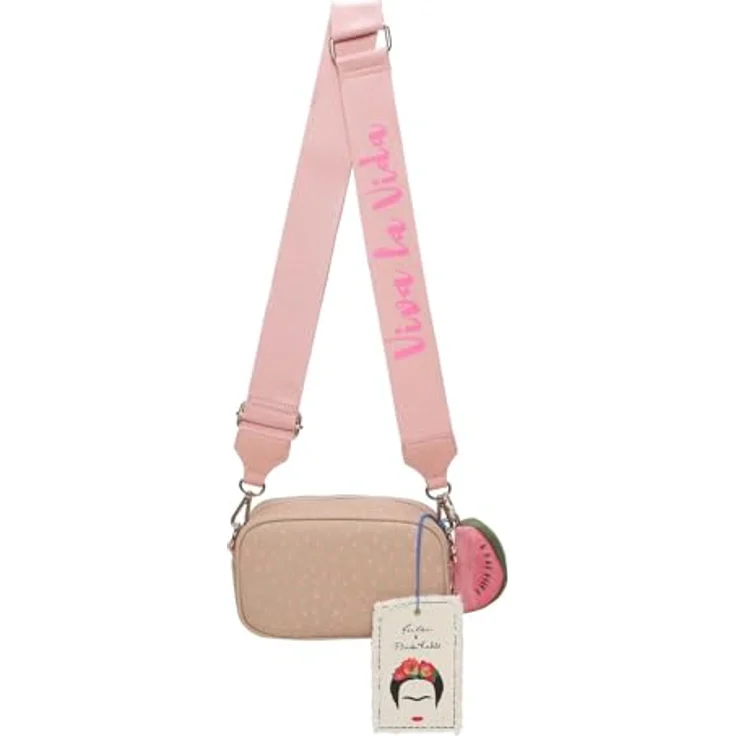 Fritzi aus Preußen Umhängetasche Easy Go Canvas Crossbody Bag, Frida Kahlo inspiriert, Melon, verstellbarer Schulterriemen, standfest – Bild 1