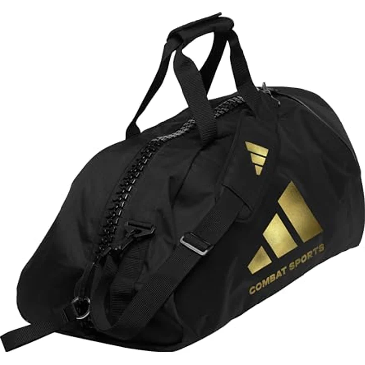 adidas Performance 2in1 Sporttasche, faltbare Tasche/Rucksack aus strapazierfähigem Polyester für Kampfsportarten, mit Außentaschen, Schwarz – Bild 2