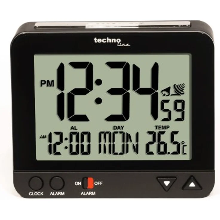 TECHNOLINE Funkwecker WT 195 mit Innentemperaturanzeige und Nachtlich, Schwarz – Bild 2
