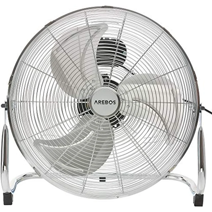Bodenventilator Windmaschine Luftkühler Lüfter 18 Zoll Silber 120W 50Hz - Silber - Arebos – Bild 4