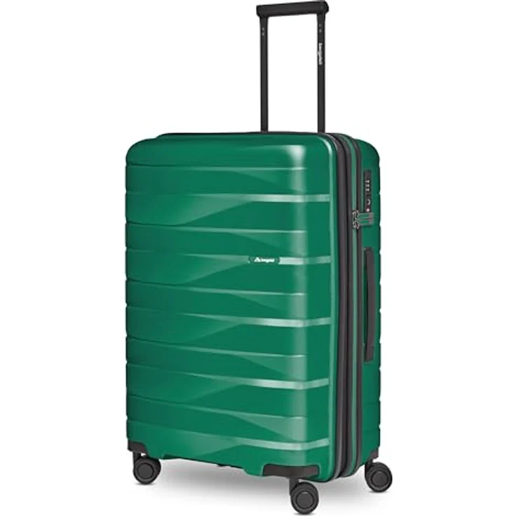 Bergpfeil Mittelgroßer Hartschalen Check-in Koffer |Trolley erweiterbar 45 x 27 x 66 cm aus hochwertigem Polypropylen-Material | Unisex Koffer nur 3,7 kg | Doppelrollen & TSA-Schloss (Travel) in Schwarz – Bild 1