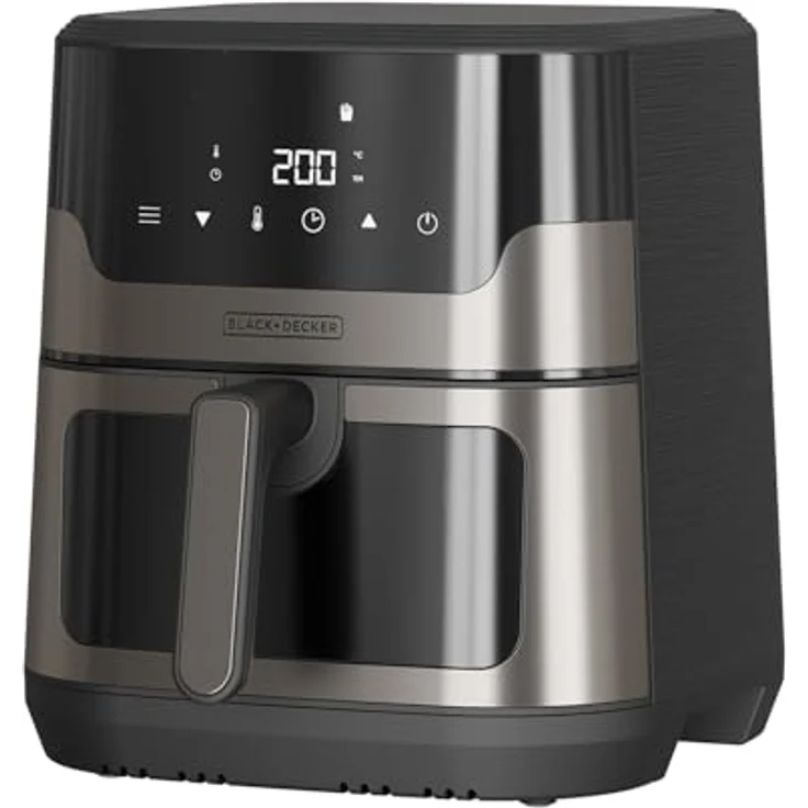 Black+Decker Bxaf8001e Heißluftfritteuse, 1700 Watt, digitaler Touchscreen, 8 Automatikprogramme, ölfreies Kochen, Sichtfenster, EU Plug 220V – Bild 1