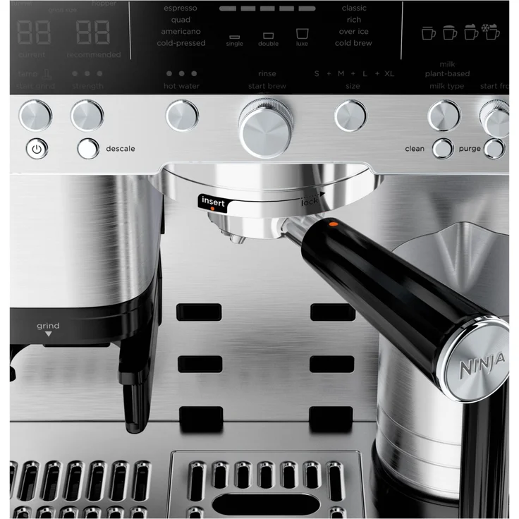 Ninja Luxe Premier 3-in-1-Kaffeemaschine mit Mahlwerk, Milchaufschäumer, Cold Brew & Espresso, 4 Programme, Silber, ES601EU – Bild 5