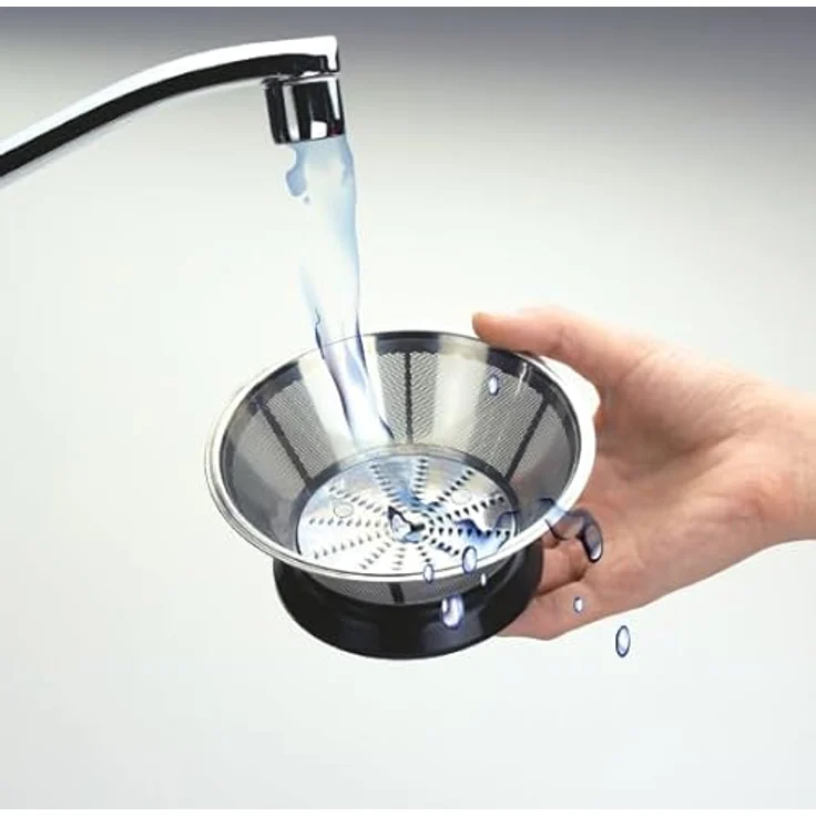 Silva Schneider AE 2340 Entsafter für Obst und Gemüse, aus Edelstahl, 400 Watt, leichte Reinigung, 350 ml Saftbehälter – Bild 3