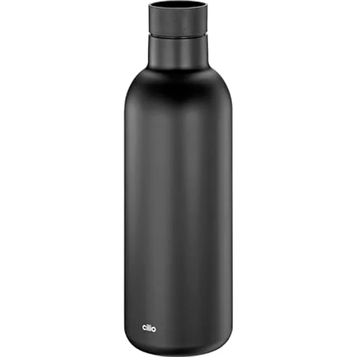 Cilio Isoliertrinkflasche DELUXE 650 ml, Edelstahl Thermoflasche mit 360° Trinkverschluss, Doppelwandsystem, bruch- und auslaufsicher, hält 18 h heiß und 24 h kalt, schwarz, Höhe: 24,5 cm – Bild 1
