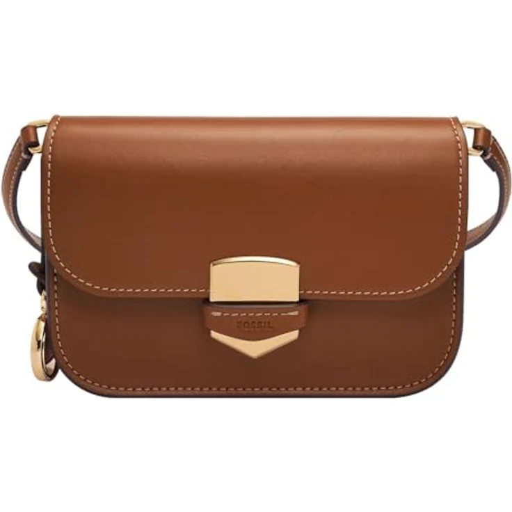 Fossil Lennox Flap Crossbody Umhängetasche S, braun, Leder mit verstellbarem Schulterriemen und zahlreichen Fächern – Bild 1