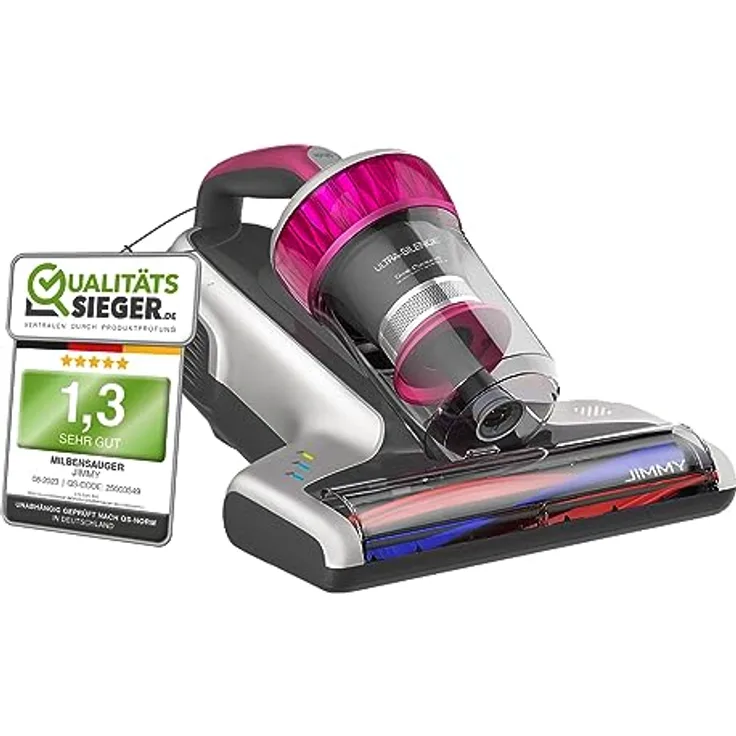 Jimmy WB73 Tragbarer Staubsauger, milbendicht, 600 W, mit UV- und Ultraschall-Sterilisation, intelligenter Schmutzsensor, Dual-Cyclonic Filtersystem und Qualitätszertifikat, Pink
