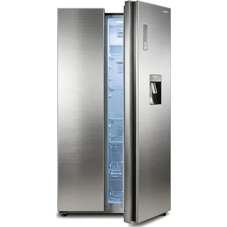 CHiQ KMRF630NESE Side by Side No-Frost Kühl-/Gefrierkombination mit 356 Liter Kühlfach, 203 Liter Gefrierfach und Wasserspender im Premium Dark Inox Look – Bild 8