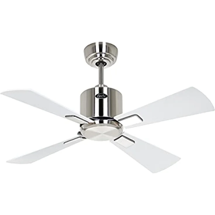CASAFAN Eco Neo III, Energiespar Deckenventilator mit Fernbedienung und WiFi, 92 cm, Chrom gebürstet, Wendeflügel weiß - lichtgrau, 6 Geschwindigkeiten, Smart Home kompatibel – Bild 1