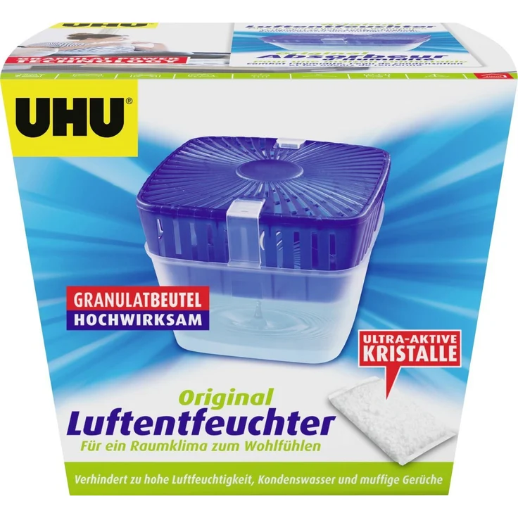 UHU Luftentfeuchter UHU Luftentfeuchter Original 450 g - Bekämpft Feuchtigkeit geruch- und lautlos, kein Energieverbrauch - weiß – Bild 1