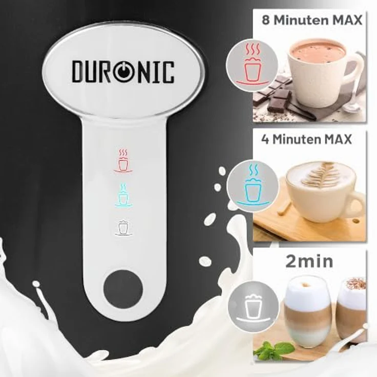 Duronic MF500 BK elektrischer Milchaufschäumer, Induktions-Technologie, 550 Watt Leistung, 360-Grad drehbare Basis, für alle Milchsorten – Bild 4