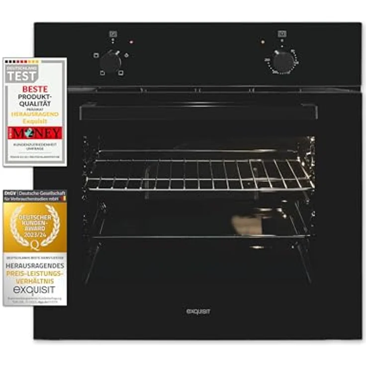 Exquisit Einbaubackofen EBE255-020 schwarz | Energieeffizienzklasse A | 59,0 l Garraum | Einbaubackofen 60 cm – Bild 1