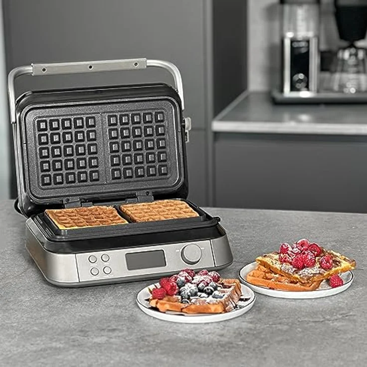KLAMER Waffeleisen belgische Waffel, Waffeleisen doppelt mit 7 Stufen und 5 Programmen, Platten mit Antihaftbeschichtung, 1600W, grau – Bild 5