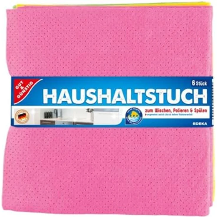 GUT & GÜNSTIG 845834000 Haushaltstuch - 6 Stück, Größe 37 x 38 cm - Weiß – Bild 2