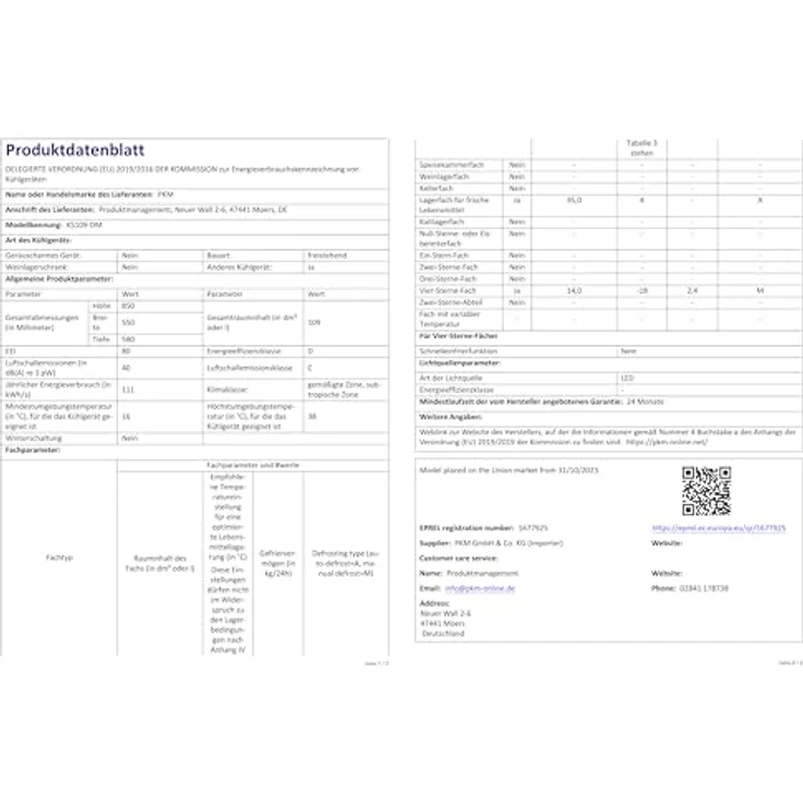 PKM Kühlschrank KS109-DM 109 l Weiß, 40 dB flüsterleise, 4 Sterne Gefrierfach – Bild 5