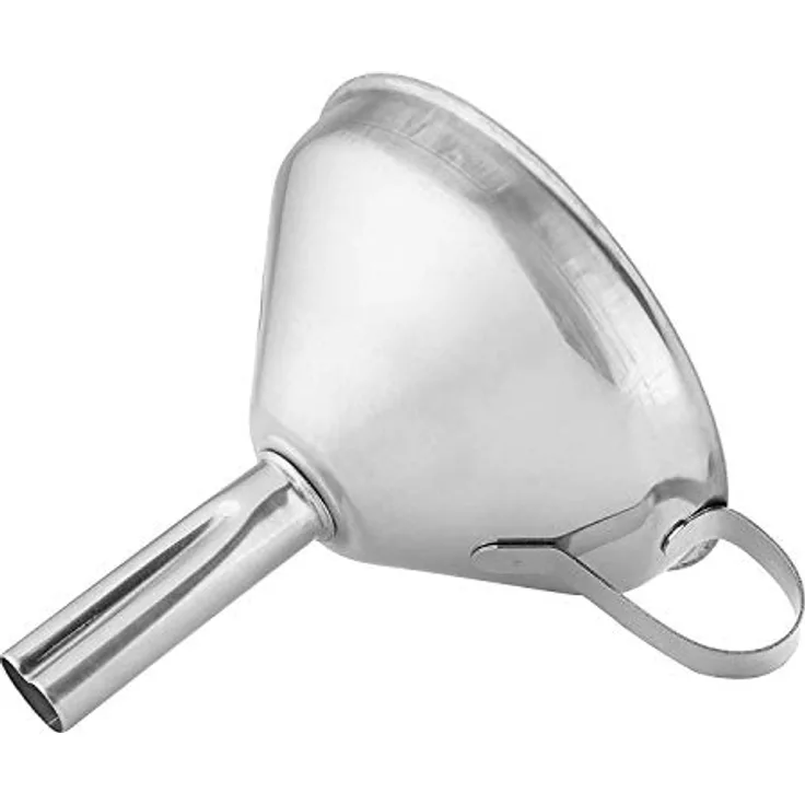 axentia Trichter aus Edelstahl - Einfülltrichter mit Henkel - Einfüllhilfe für Gläser - Metall Einfülltrichter 10 cm Durchmesser - Einfüllrohr 1,5 cm - Einfüllhilfe - Küchenzubehör